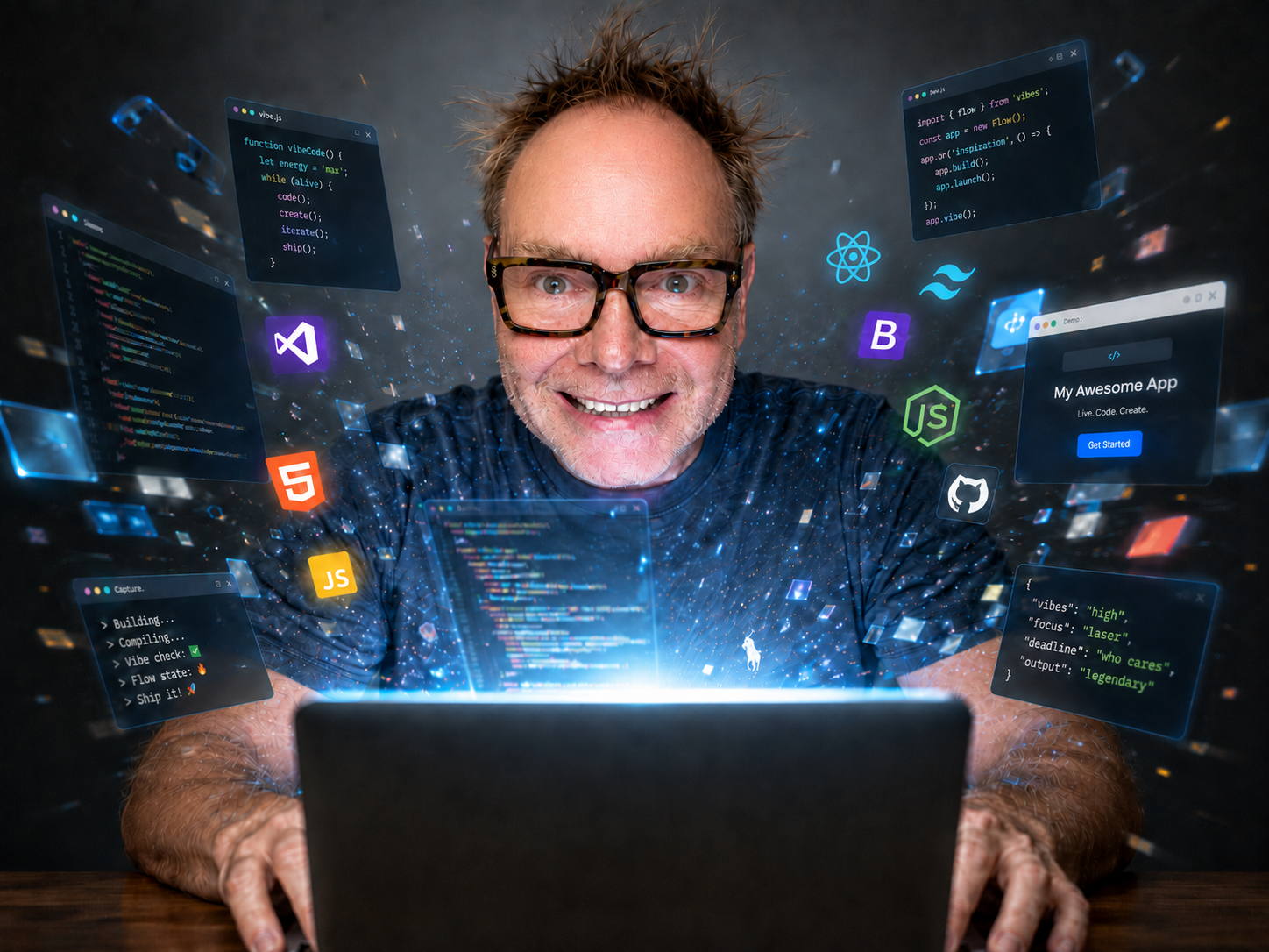 Me Myself And AI: intensief vibe-coden achter een laptop